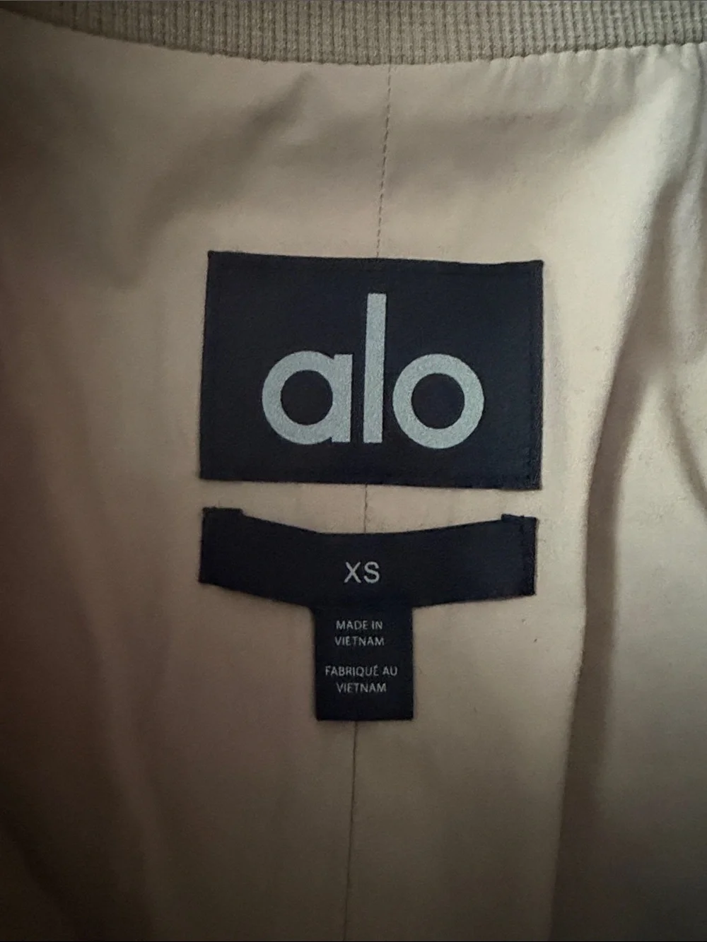 ALO Yoga Taupe Bomber Jacket with Rib Trim